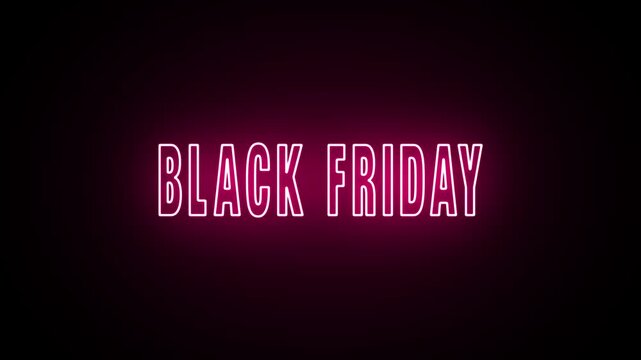 Flicker Neon Glowing Colorful black Friday animation. Black Friday text motion. Marketing for sale promotion 4k video footage.