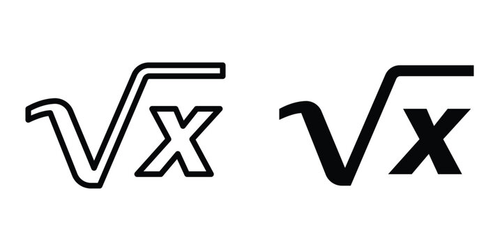 Square root icon set different style collection for web Ui. EPS10