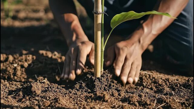 Planting a tree - A symbol of environmental stewardship and growth.