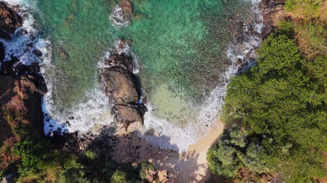 Aerial view of secret beach in Sri Lanka along the South coast