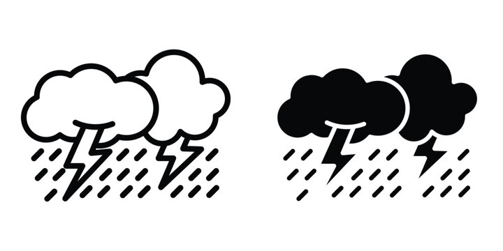 Thunderstorm icon set different style collection for web Ui. EPS10