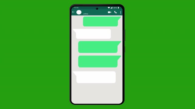 Realistic Smartphone Showing Text Messages on Transparent Background, Send or Receive Chat Animation with Clean UI Text Bubbles in 4K