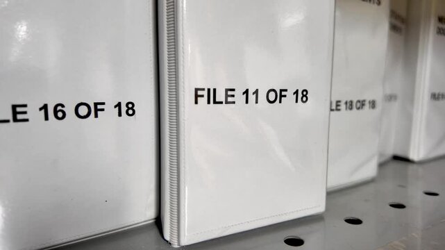 Data Management And Compliance Close Up Of File Folders On Shelf In Office Basement Records Organization And Information Governance For Regulatory Requirements.