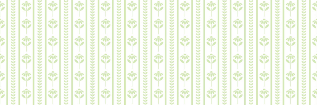 Cute daisy vertical stripes seamless vector pattern background banner