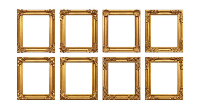 Ornate gold frames with corner motifs .
