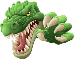 A crocodile, dinosaur or alligator lizard mean angry cartoon sports mascot  © Christos Georghiou