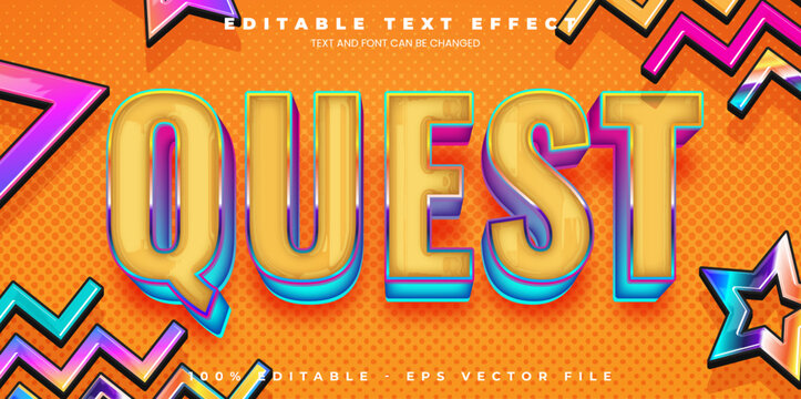 Quest editable text effect in modern neon style