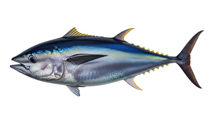Obraz premium Isolated Yellowfin Tuna specimen, a commercially important saltwater fish species model