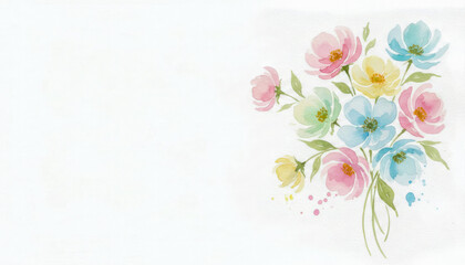 Obraz premium Soft Pastel Watercolor Floral Bouquet on White Background