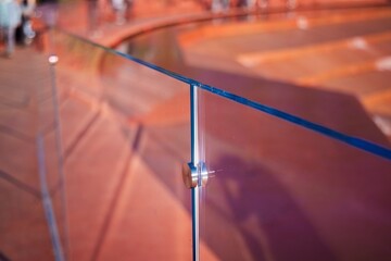 Glass fence in the park, close-up