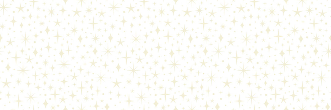 Pastel yellow stars scattered seamless pattern banner background