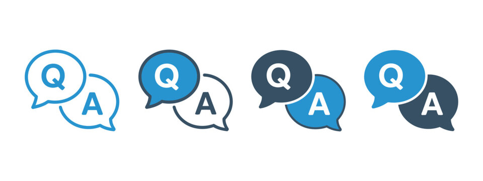 Questions and Answers Vector Icon, Minimal Speech Bubble with Q and A Letters for Help Desk, FAQ, Chat, and Online Support Design.