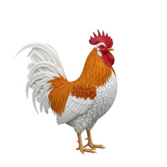 Fototapeta premium A vibrant rooster standing proudly with its colorful plumage on display