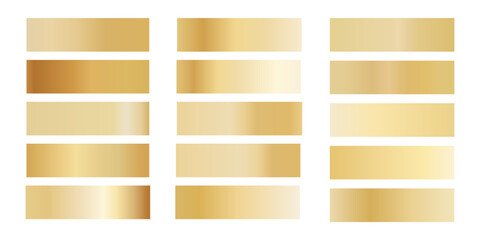 Golden champagne gradients set. Metallic  gold gradients. Elegant gold gradients collection . gold foil texture .golden colour swatches golden gradient,pattern,template.Set of colors for design,collec © Cibula