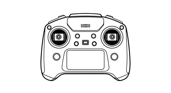 Line art illustration of a drone remote controller with joysticks
