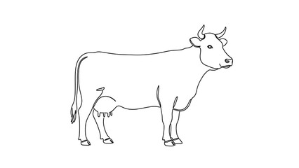 Obraz premium Monoline of a cow isolated on a transparent background