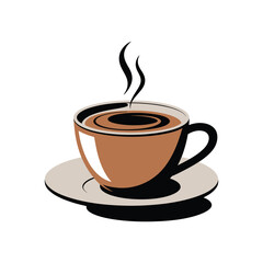 Obraz premium Steaming Cup of Coffee on a Saucer with Swirling Dark Brown Liquid drink