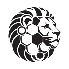 Obraz premium A striking black and white image of a lion s head seamlessly integrated with a soccer ball
