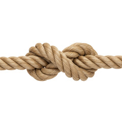 Thick Rope Tied in a Secure Knot Isolated on Black