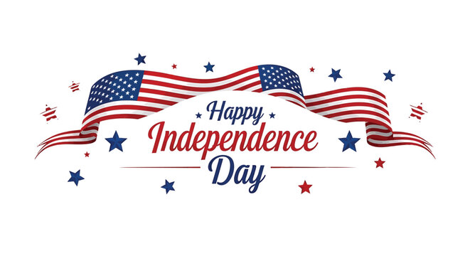 Independence Day greeting with American flag and stars