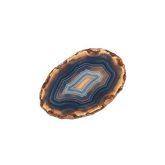 Polished Agate Slice Mineral Gemstone Against Black Background