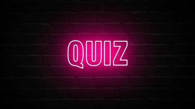 Neon, Glowing, Colorful Quiz animation. quiz neon text motion. Flocker text 4k video.