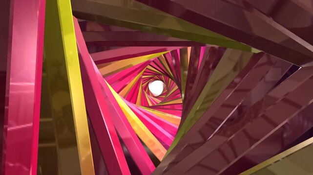 Digital tunnel of cyberspace with particles and lighting, Technology network connections abstract pink background concept.