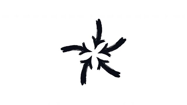 All options one conclusion arrows bold thick stroke animation. Converging toward center. Focus unification. Expressive grunge marker highlight pointer 4K video motion. Animated ink rough direction
