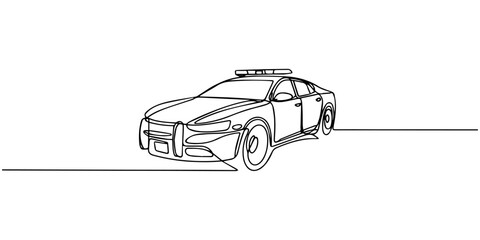 continuous one line drawing Police car vector illustration © SHANTO