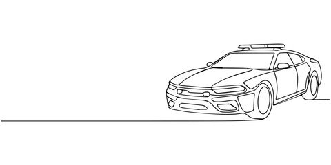 continuous one line drawing Police car line icon © SHANTO