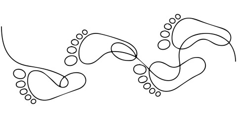 continuous one line drawing Footprints icon set © SHANTO