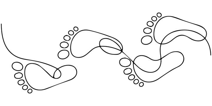 continuous one line drawing Footprints icon set