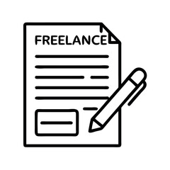 Freelance contract document with pen icon, representing remote work and independent business