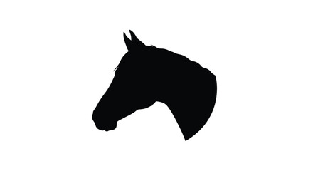 A striking silhouette of a horse s head against a white background © Helal