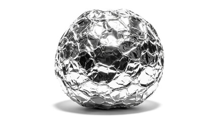 Metallic foil sphere isolated on transparent background.