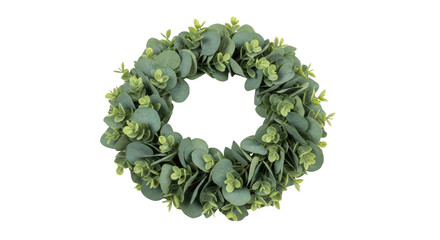 Isolated Green Eucalyptus Wreath, Beautiful Decoration for Spring, Wedding, Christmas or Holiday