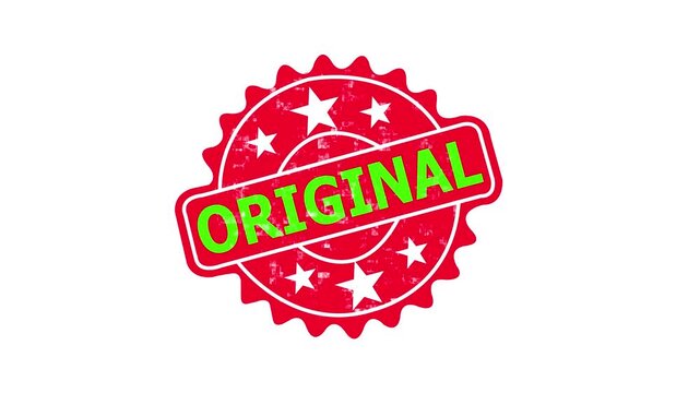 Original Stamp Batch Icon Animation and Original Stamp Slide Down Motion Graphics Video, 4K Rubber Stamp Icon Footage for Authentic Product Quality and Business Certification.