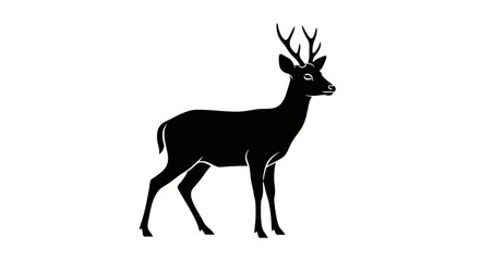 Obraz premium Black Deer Silhouette with Antlers.