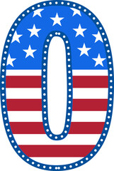Patriotic Number numbers 0 an inspiring flag pattern of red and blue stripes svg vector