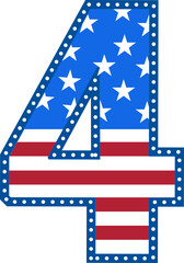 Patriotic Number numbers 4 an inspiring flag pattern of red and blue stripes svg vector