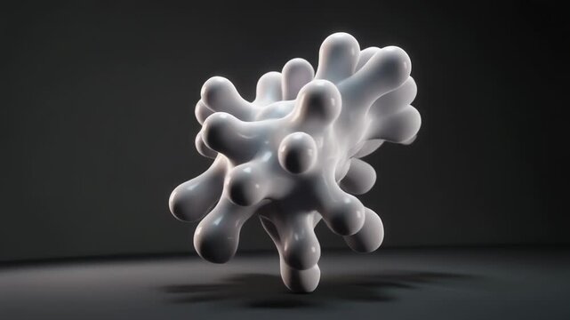 A 3D rendering of a bacterium model, bact-44_prob3.mp4, showcasing microbial structure, scientific illustration, laboratory setting, detailed morphology, and molecular viewpoint.