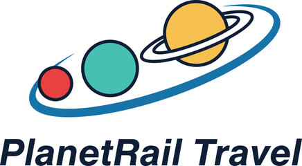 PlanetRail Travel Colorful Space Orbit Logo Design Vector Illustration  © Mohammad