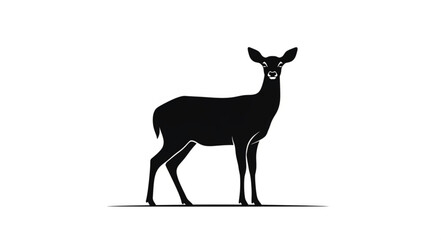 Obraz premium Black Silhouette Deer Standing Alone.