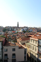 Obraz premium Clerigos Tower among residential roofs August 2024 baroque