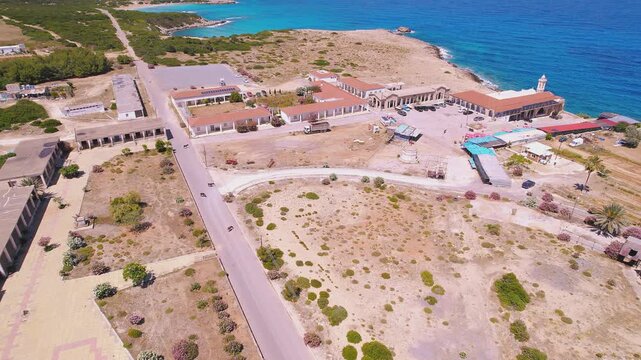 Aerial Drone Footage Over Apostle Saint Andrew Monastery on a Sunny Day on Karpaz Peninsula, Northern Cyprus - 21 Jun 2024