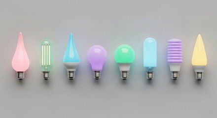 Vibrant light bulbs in various colors for creative inspiration and design