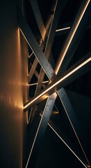 Obraz premium Abstract Geometric Sculpture with Neon Light Illumination.