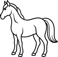 Obraz premium Horse Outline Icon PNG Transparent Background Farm Animal Line Symbol