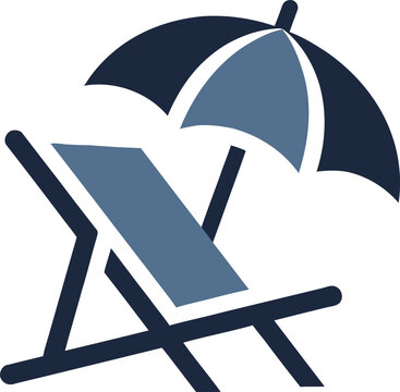 Beach chair with umbrella for relaxation and shade outdoor leisure  summer vacation  beach  relaxation