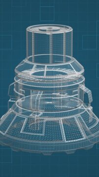 animation of a mechanical component project that illustrate the three phases: sketch, modeling and final product, loop, vertical video (3d render)